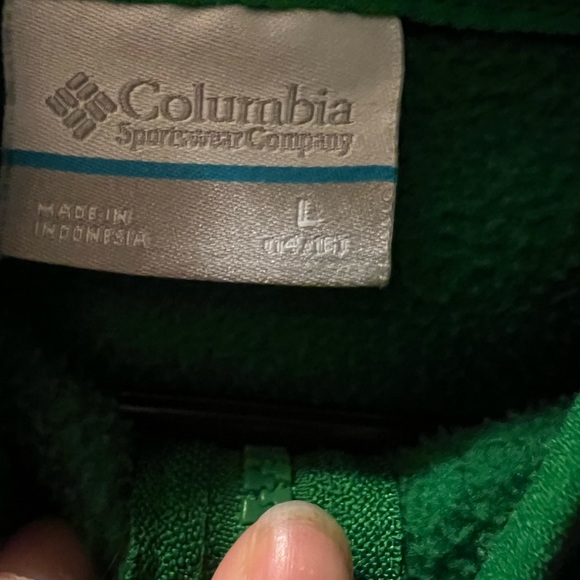 Kids green Columbia Fleece hooded jacket size 14/16 Large - Picture 3 of 4